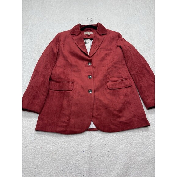 Anthropologie Dolan Boyfriend Blazer Red Left Coast Faux Suede Preppy Medium NWT - Picture 2 of 9